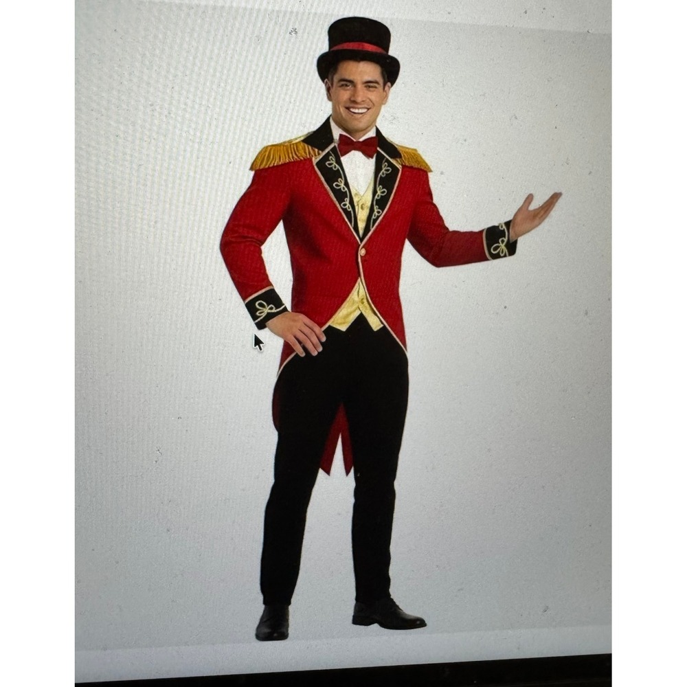 InCharacter Ringmaster Costume Mens Large Red Gold Circus Master Set 1092